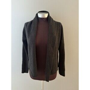 Eileen Fisher Wool Cardigan Gray Open Front Chunky Knit Shawl Collar Sz XS